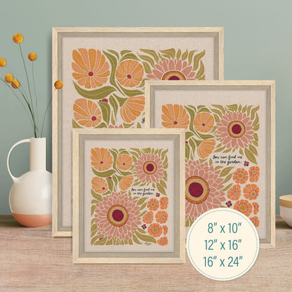 "You can find me in the garden." | The Ladybug Garden Framed Canvas Wall Art