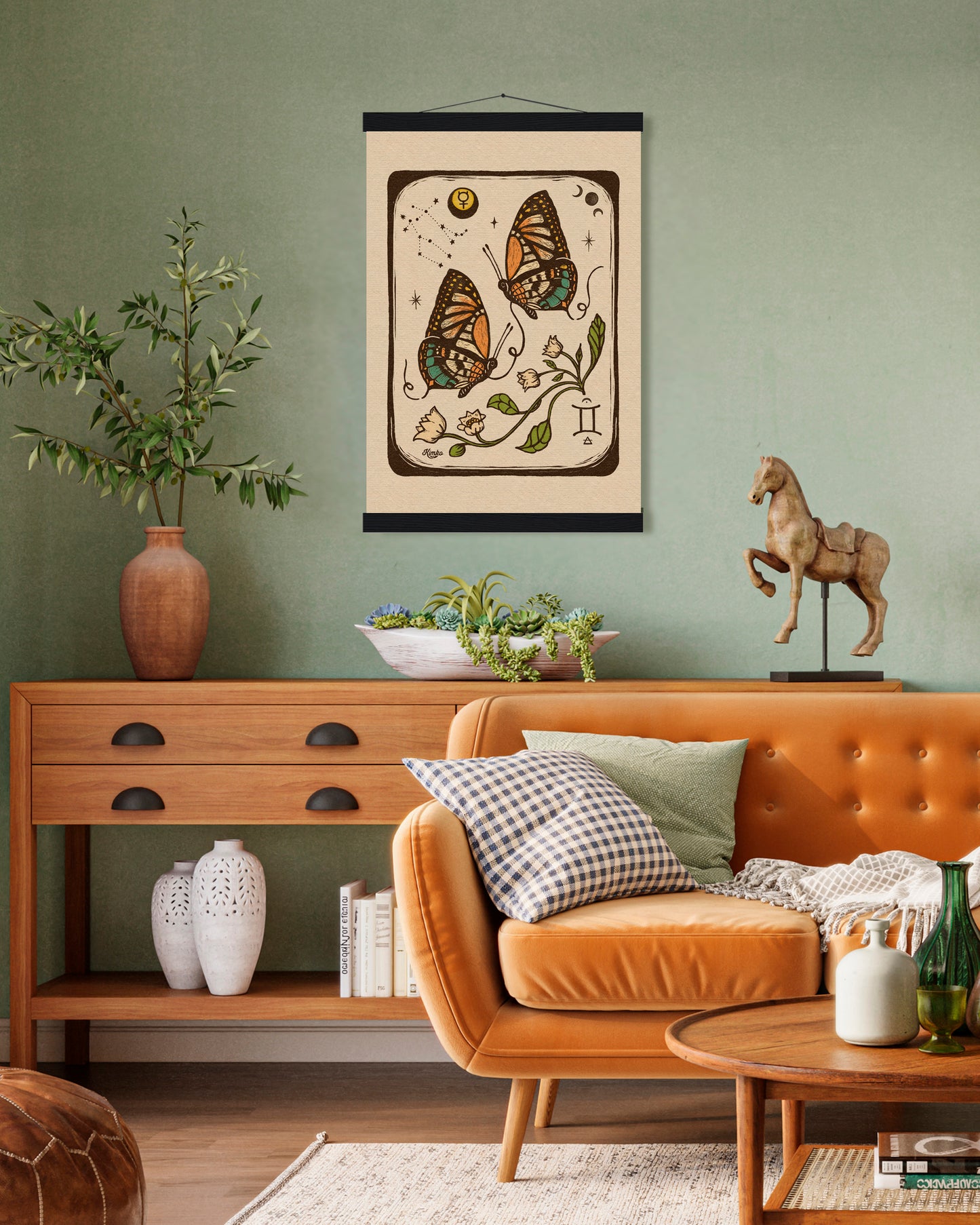 Gemini Butterfly Folk Art | Wooden Hanger