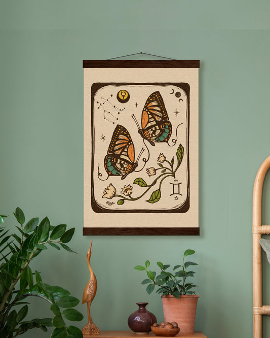Gemini Butterfly Folk Art | Wooden Hanger