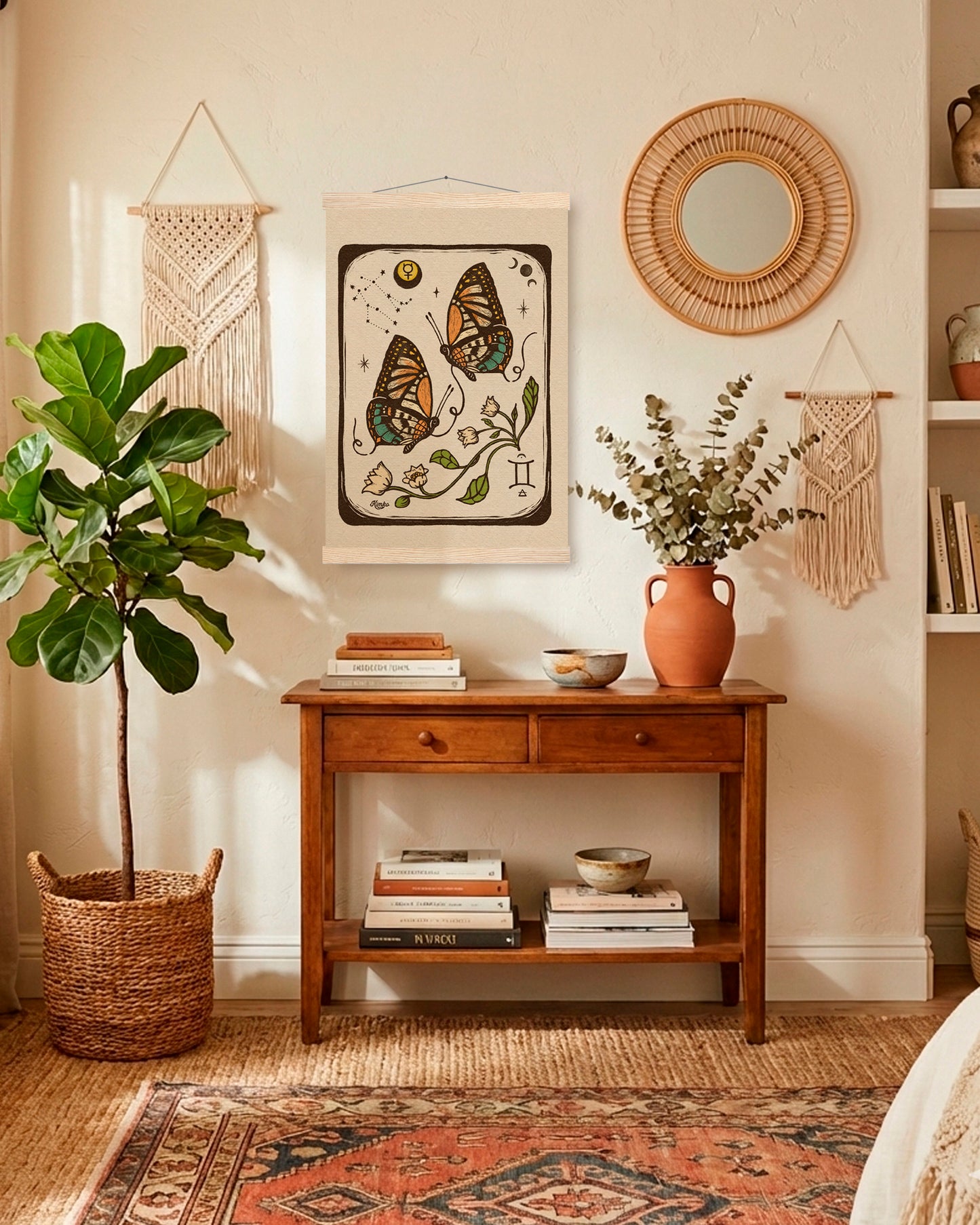 Gemini Butterfly Folk Art | Wooden Hanger