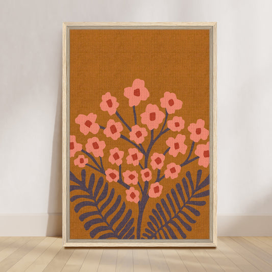 Gypsophilia Folk Floral in Golden Pink | Framed Canvas Wall Art