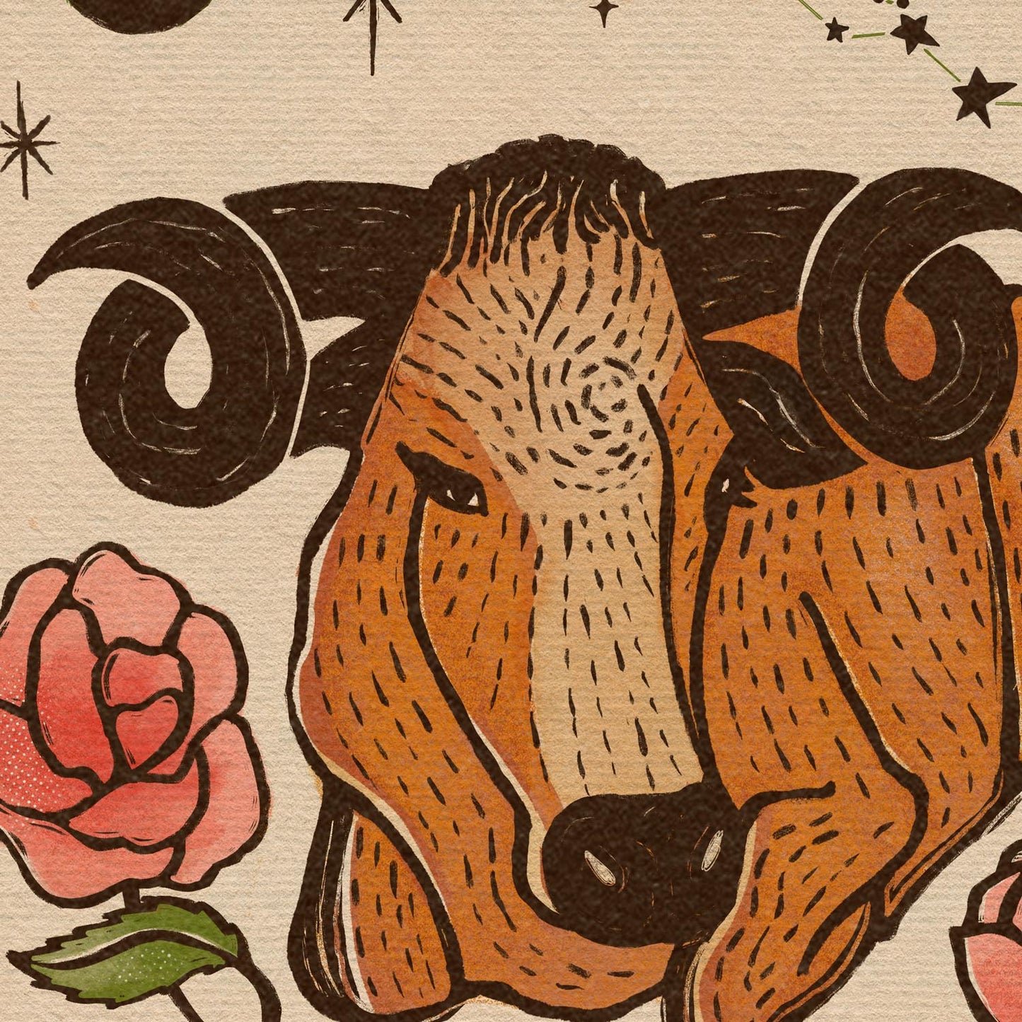 Taurus Folk Art | Art Print