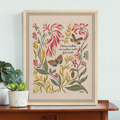 Honeysuckle and Moth Garden Art | Framed Canvas Print