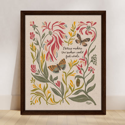 Honeysuckle and Moth Garden Art | Framed Canvas Print