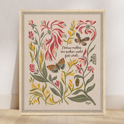 Honeysuckle and Moth Garden Art | Framed Canvas Print