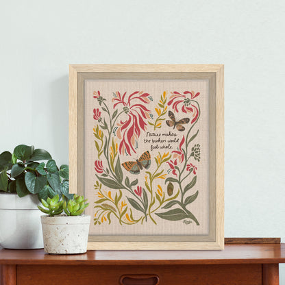 Honeysuckle and Moth Garden Art | Framed Canvas Print