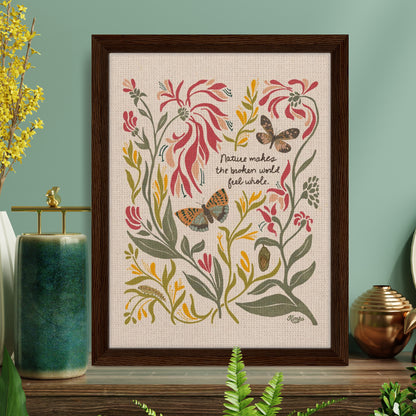 Honeysuckle and Moth Garden Art | Framed Canvas Print