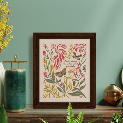 Honeysuckle and Moth Garden Art | Framed Canvas Print