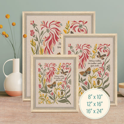 Honeysuckle and Moth Garden Art | Framed Canvas Print