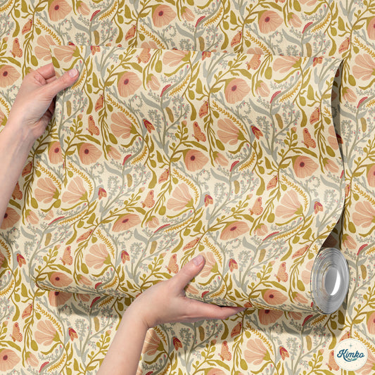 The Poppy & the Moth Folk Fable Wallpaper