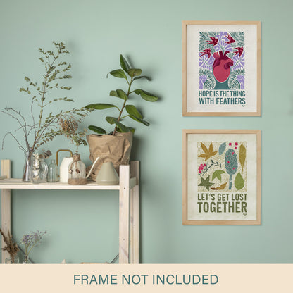 Hope is the thing with feathers | Anatomical Heart, Sparrows, & Jacaranda
