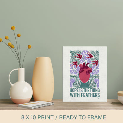 Hope is the thing with feathers | Anatomical Heart, Sparrows, & Jacaranda
