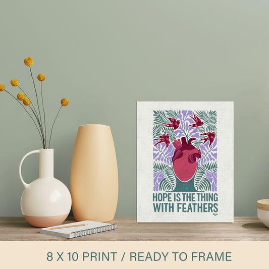 Hope is the thing with feathers | Anatomical Heart, Sparrows, & Jacaranda