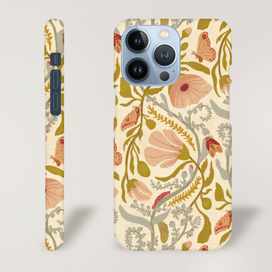 Boho Botanical Moth & Poppy Pattern Print | Apple iPhone Slim Case
