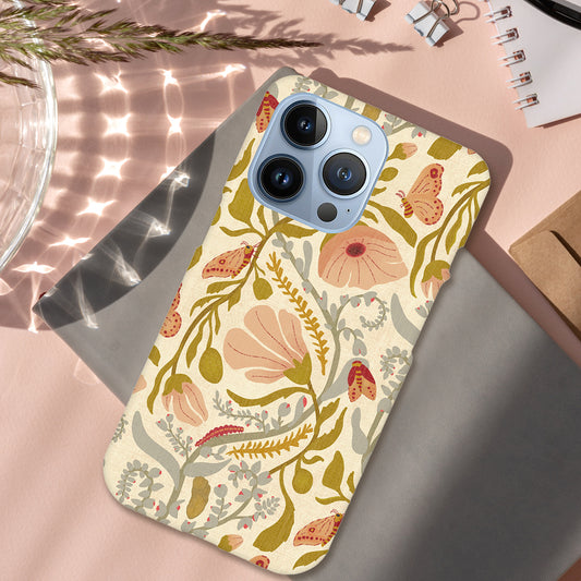 Boho Botanical Moth & Poppy Pattern Print | Apple iPhone Slim Case