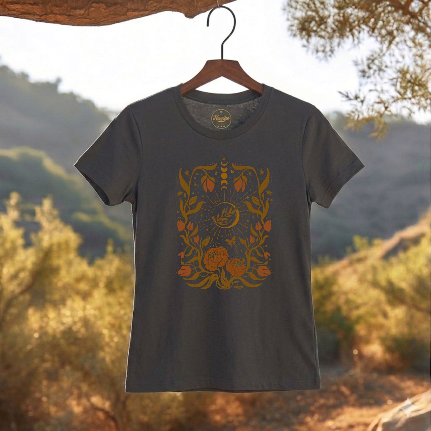 Lunar Peony Folk Art Tee| 100% Cotton