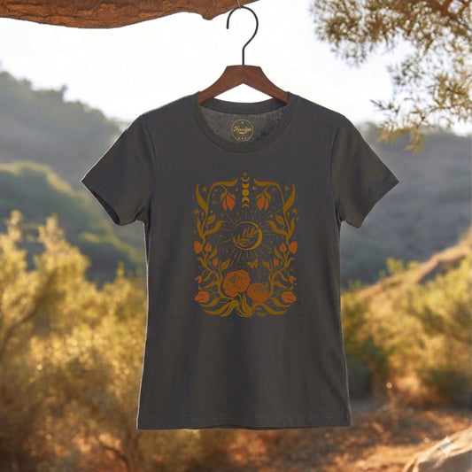 Lunar Peony Folk Art Tee| 100% Cotton