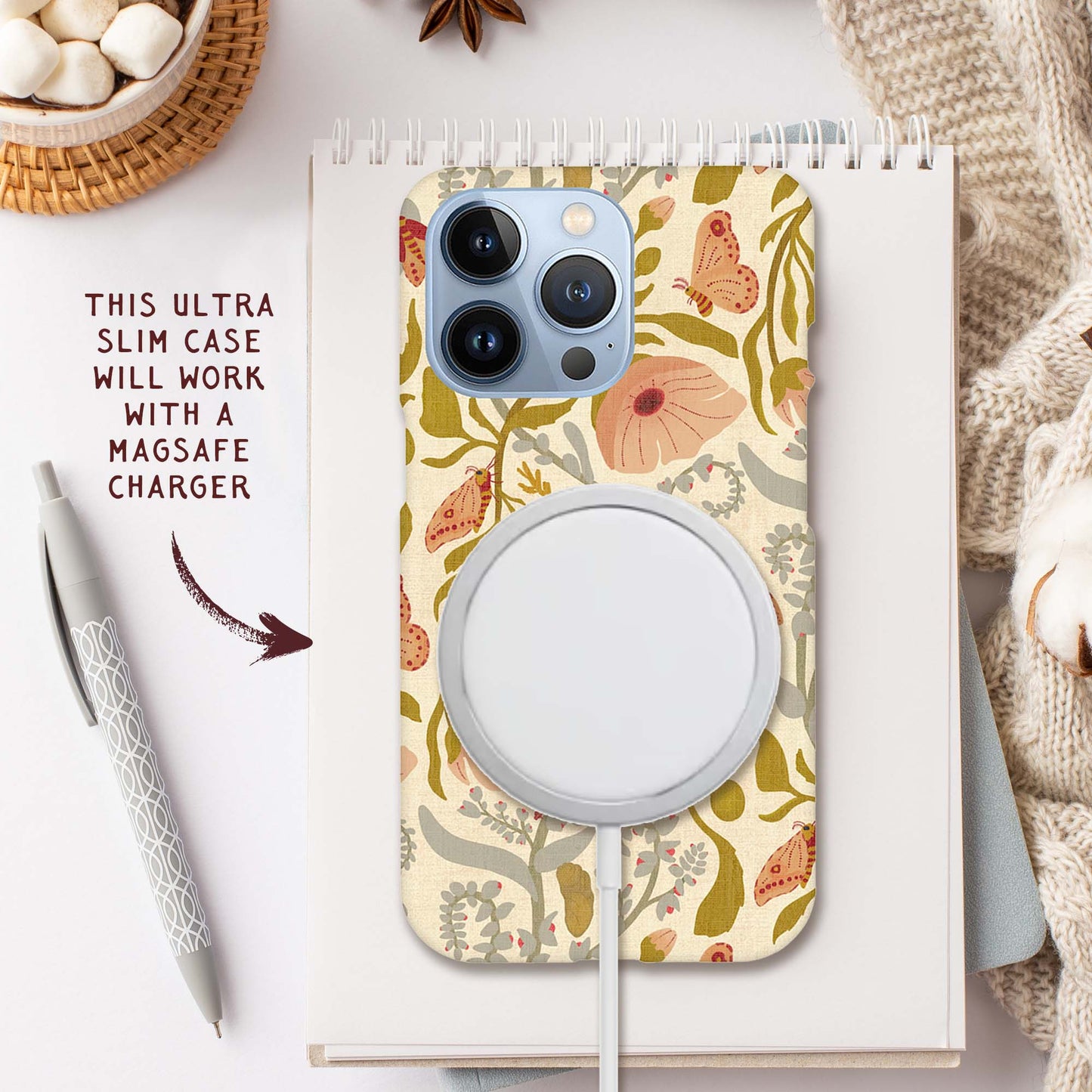 Poppy&amp; Moth Pattern Print | Apple iPhone Slim Case&nbsp;