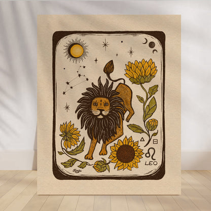 Leo Zodiac Sign | Folk  Art  Print