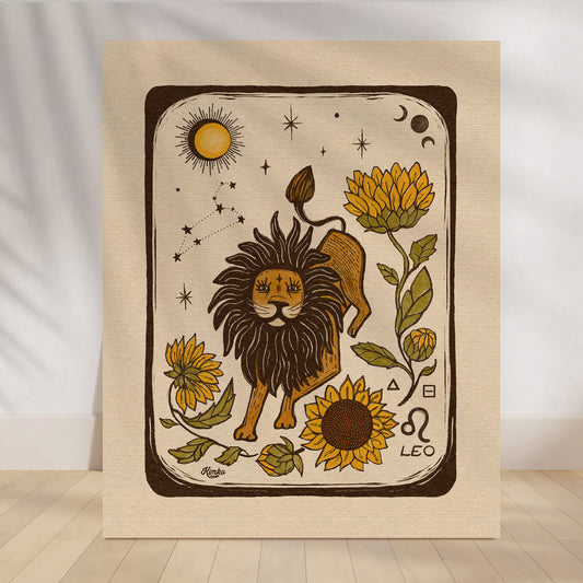Leo Zodiac Sign | Folk  Art  Print