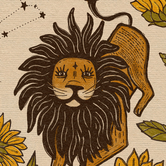 Leo Zodiac Sign | Folk  Art  Print