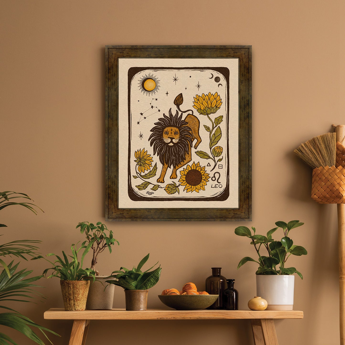 Leo Zodiac Sign | Folk  Art  Print