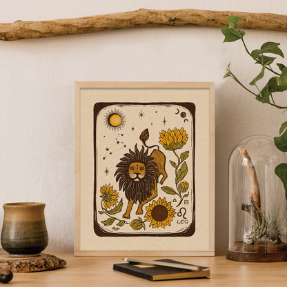 Leo Zodiac Sign | Folk  Art  Print