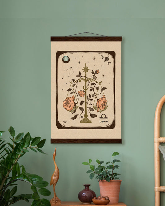 Libra Zodiac Folk Art | Wood Hanger Print