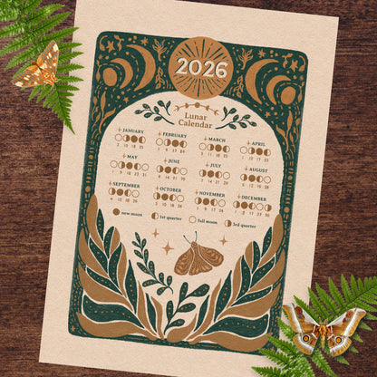 Lunar Moon Magic Folk Art Calendar | Fine Art Print