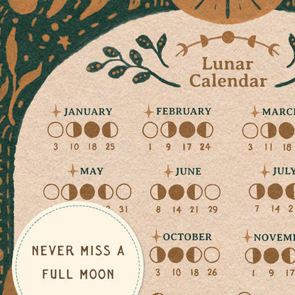 Lunar Moon Magic Folk Art Calendar | Fine Art Print