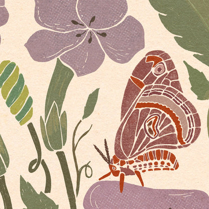 The Moth in the Moon Garden  | Botanical Print