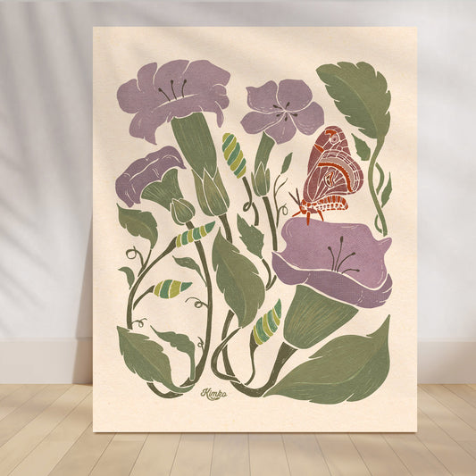 The Moth in the Moon Garden  | Botanical Print