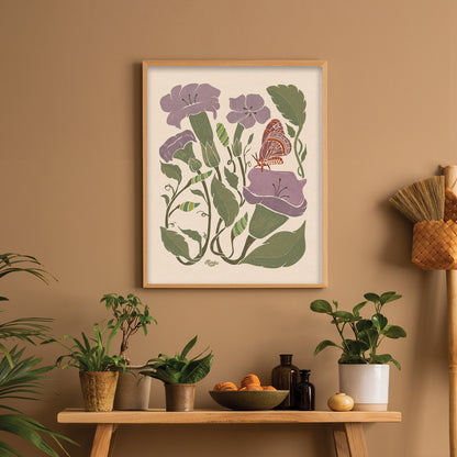 The Moth in the Moon Garden  | Botanical Print