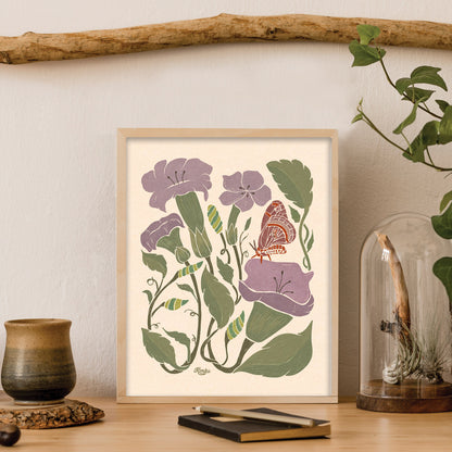 The Moth in the Moon Garden  | Botanical Print