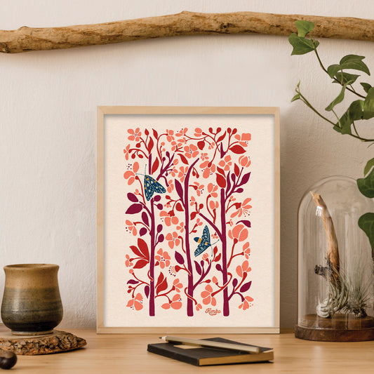 The Moths and the Cherry Blossoms  | Botanical Print