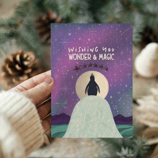 Arctic Penguin Wonder and Magic Holiday Cards | 10 Pack