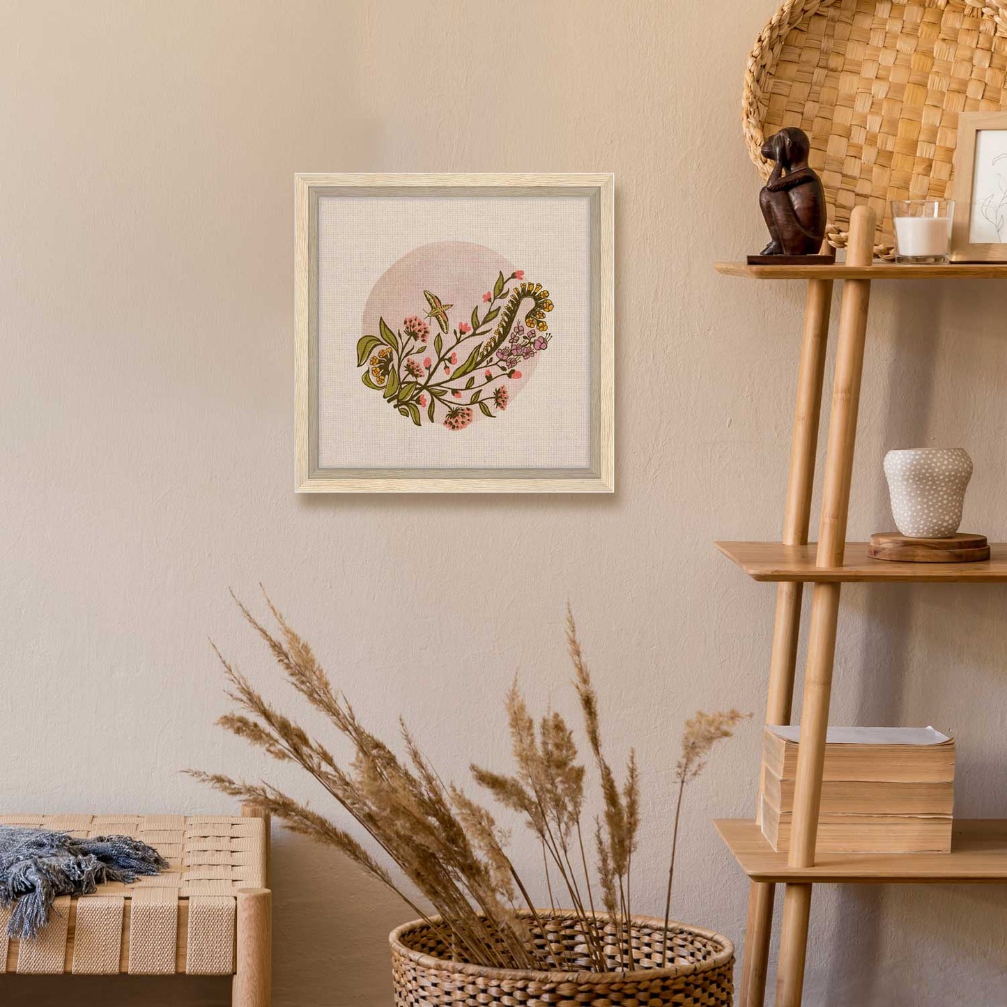 The Pink Moon | Full Moon Framed Canvas Print
