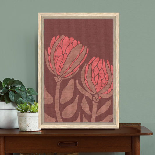 Protea Folk Flora | Framed Canvas Print