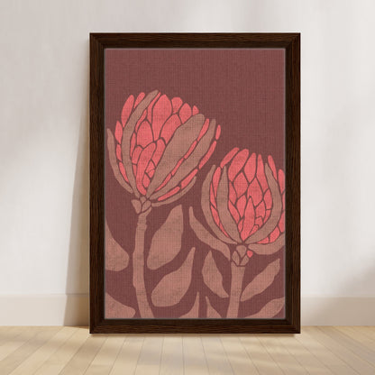 Protea Folk Flora | Framed Canvas Print