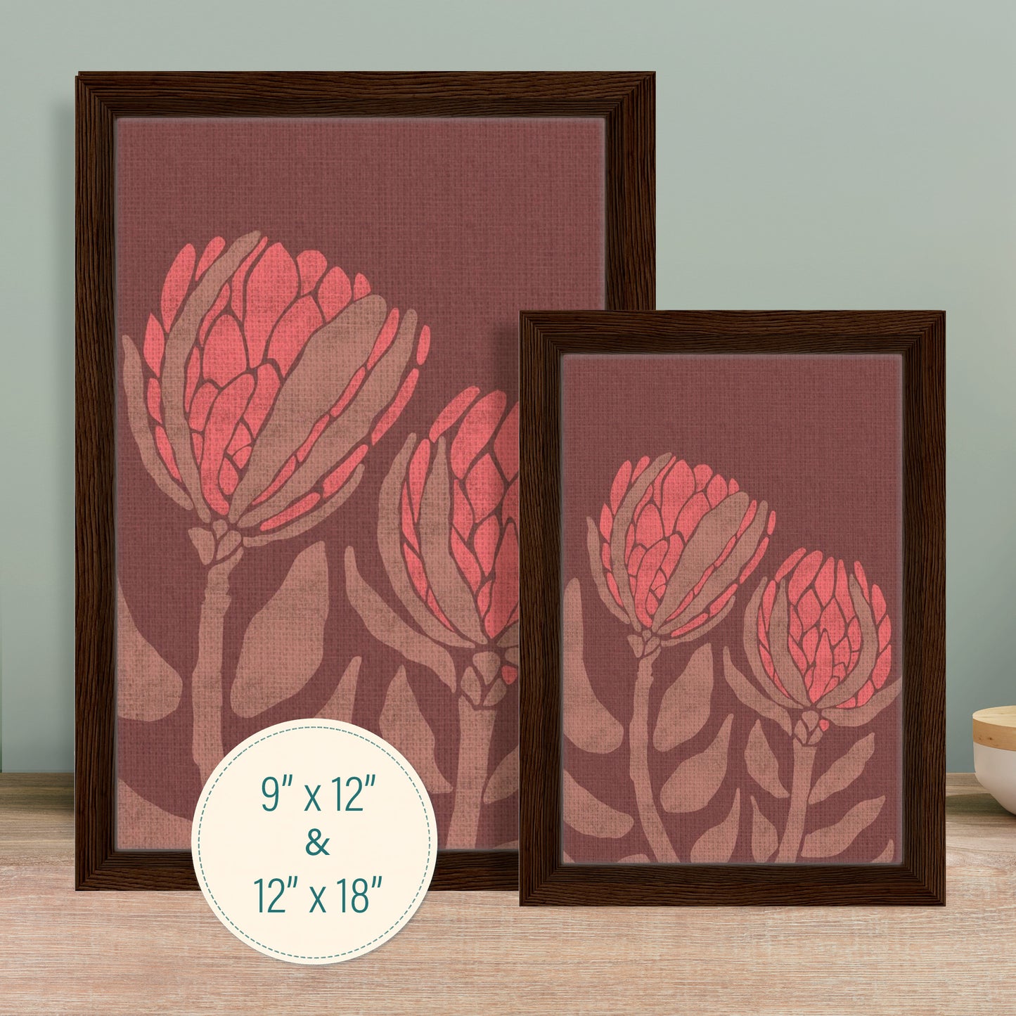 Protea Folk Flora | Framed Canvas Print