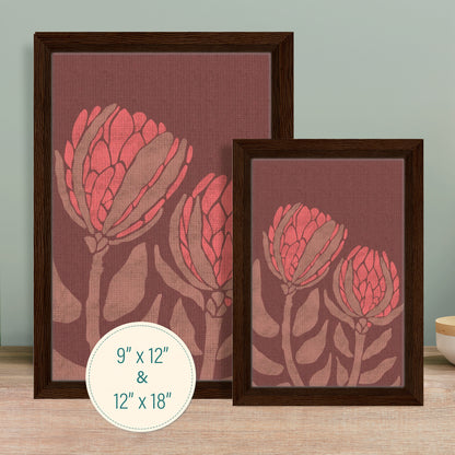 Protea Folk Flora | Framed Canvas Print
