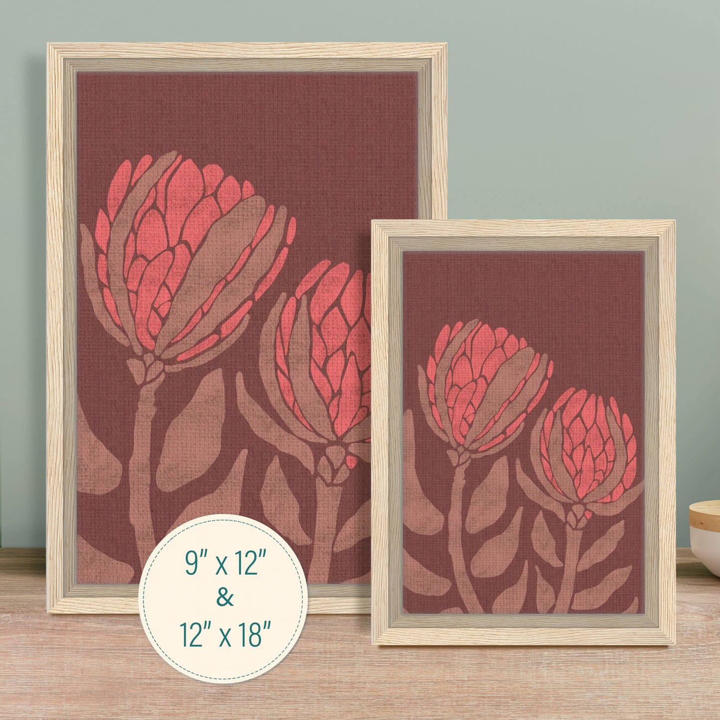 Protea Folk Flora | Framed Canvas Print