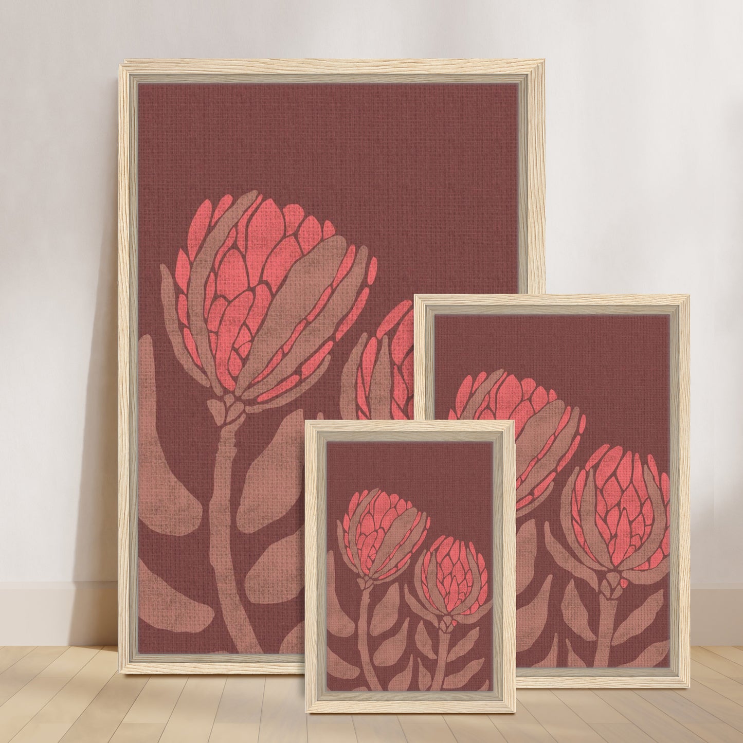 Protea Folk Flora | Framed Canvas Print