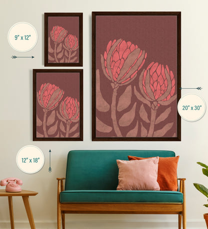 Protea Folk Flora | Framed Canvas Print