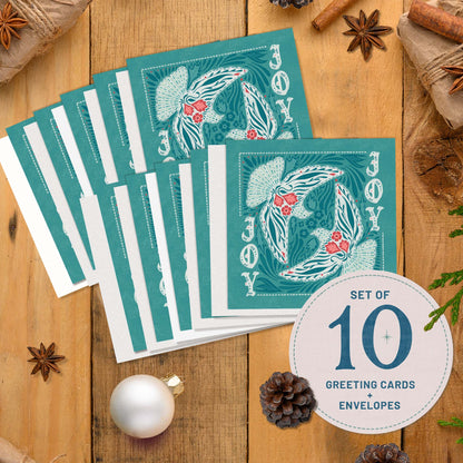 Two Turtle Doves Christmas Card Set | "Wishing you a holiday filled with Joy." (10)