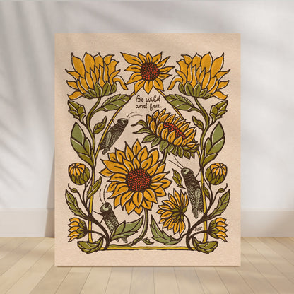 Grasshopper + Sunflower | "Be wild and free."