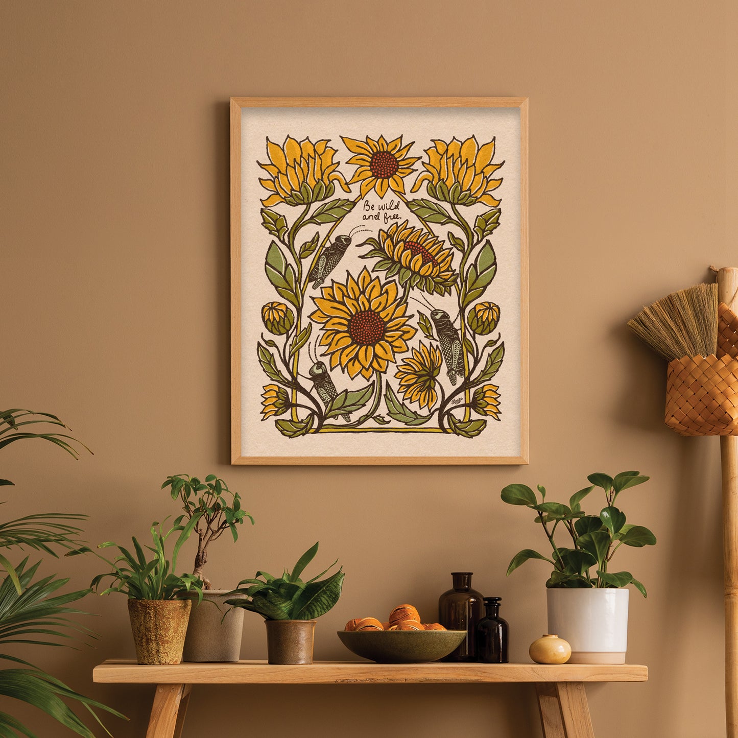 Grasshopper + Sunflower | "Be wild and free."