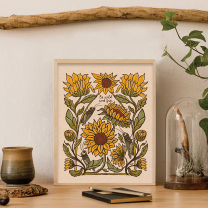 Grasshopper + Sunflower | "Be wild and free."