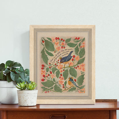 Bird Song | "When it all feels like too much, I just go outside and watch the birds." | Framed Canvas Print