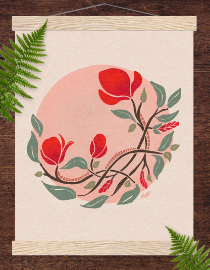 The Blood Worm Moon | March Full Moon Print with Wood Hanger